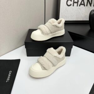 chanel shearling panda sneaker white