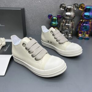 rick owens leather sneakers lvory