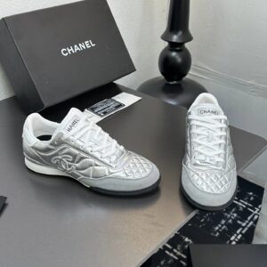 chanel quilted sneakers silver