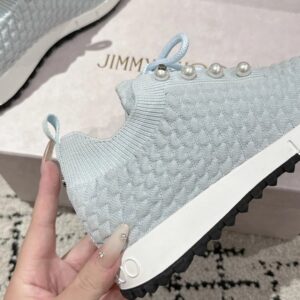 jimmy choo knit pearl sneakers blue