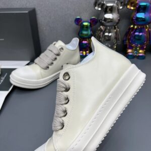 rick owens leather sneakers lvory