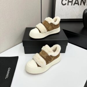 chanel shearling panda sneakers brown