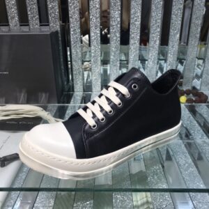 rick owens leather sneakers black white