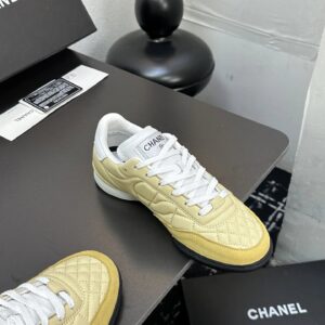 chanel quilted baseball shoes yellow