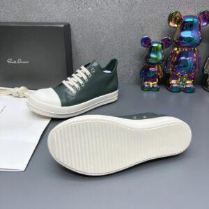 rick owens leather sneakers dark green