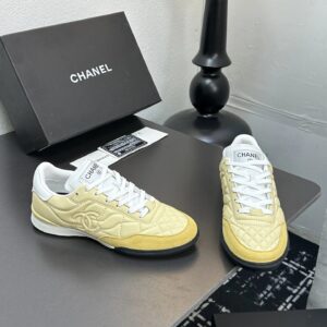 chanel quilted baseball shoes yellow
