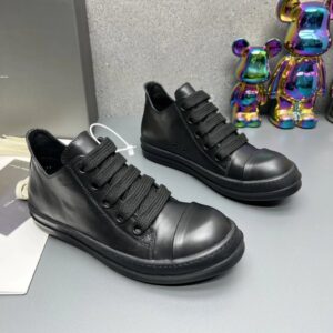 rick owens leather sneakers black