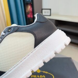 prada leather knit fabric sneakers brogue black