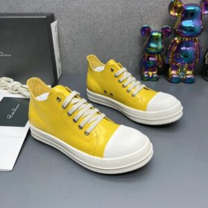 rick owens leather sneakers yellow