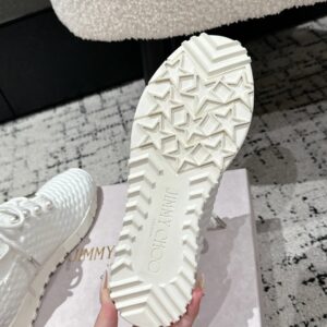 jimmy choo white knit sneakers