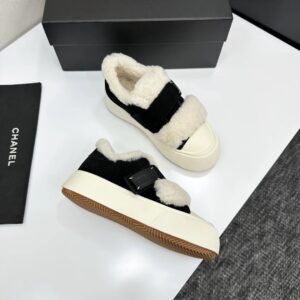chanel shearling panda sneakers black