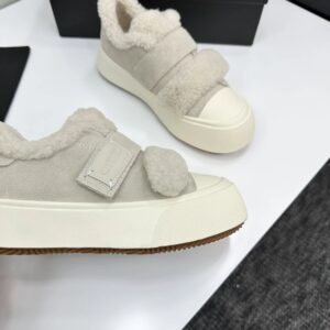 chanel shearling panda sneaker white