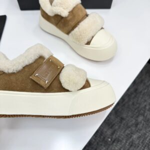 chanel shearling panda sneakers brown