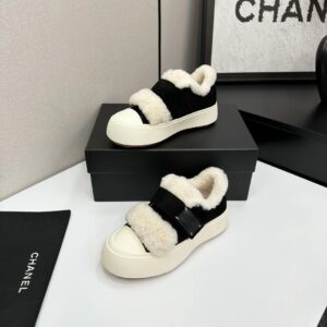 chanel shearling panda sneakers black