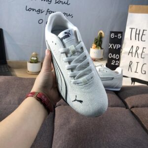 puma racing sneakers white black