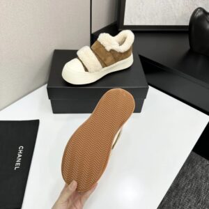 chanel shearling panda sneakers brown