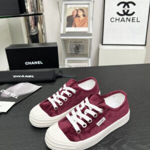 chanel vintage burgundy sneakers