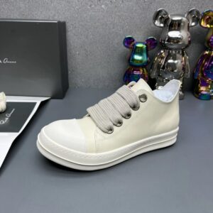 rick owens leather sneakers lvory