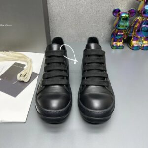 rick owens leather sneakers black