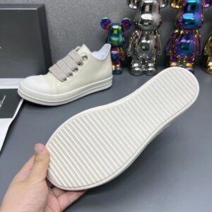 rick owens leather sneakers lvory