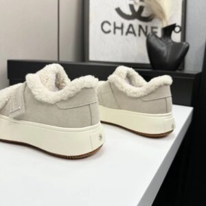 chanel shearling panda sneaker white