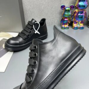 rick owens leather sneakers black