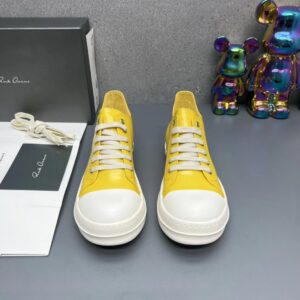 rick owens leather sneakers yellow