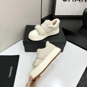 chanel shearling panda sneaker white