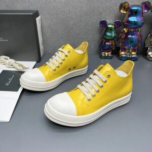 rick owens leather sneakers yellow