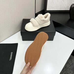 chanel shearling panda sneaker white