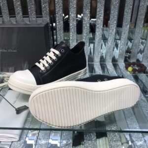 rick owens leather sneakers black white
