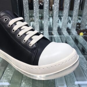 rick owens leather sneakers black white