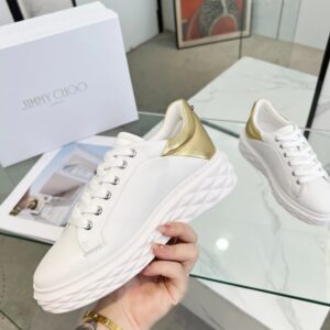 jimmy choo diamond sneakers gold white