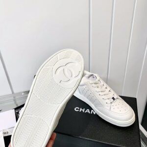chanel white logo sneakers