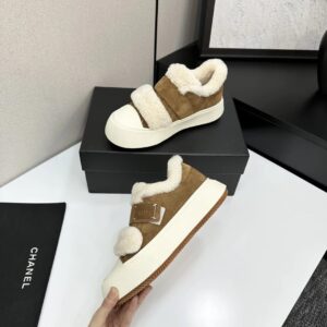 chanel shearling panda sneakers brown