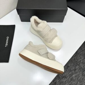 chanel shearling panda sneaker white