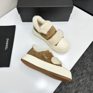 chanel shearling panda sneakers brown