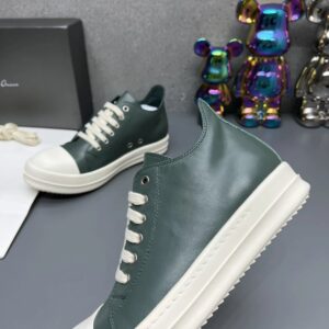 rick owens leather sneakers dark green