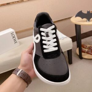 loewe black leather sneakers white accent