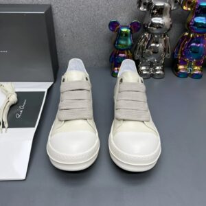 rick owens leather sneakers lvory