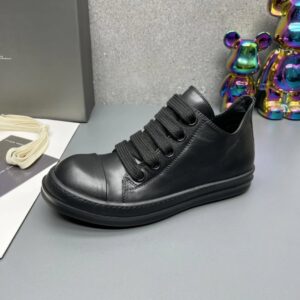 rick owens leather sneakers black
