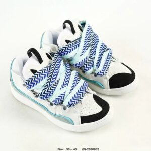 lanvin curb leather sneakers white blue