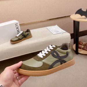 loewe green leather sneakers black accent
