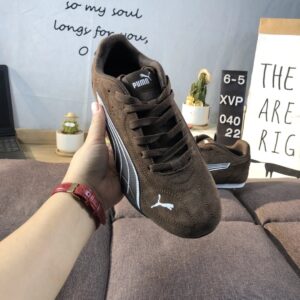 puma racing sneakers brown white