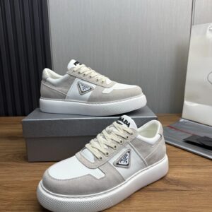 prada downtown suede re nylon sneakers off white