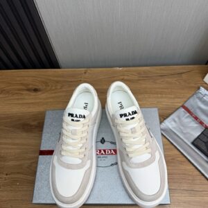 prada downtown suede re nylon sneakers off white