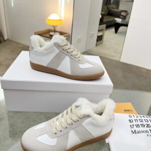 maison margiela mm6 shearling sneakers white