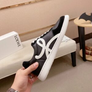 loewe black leather sneakers white accent