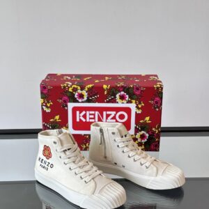 kenzo canvas high sneakers white