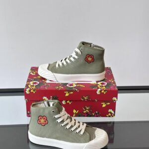kenzo canvas high sneakers olive green